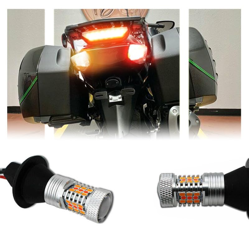 أضواء إشارة الانعطاف GSOWO 2 قطعة ل كاواساكي كونكورس 14 2008-2018 أحمر برتقالي 3535SMD LED رؤية محسنة 900 لومن